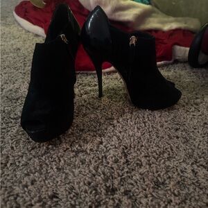 Gucci Black Peep-Toe Heeled Boots